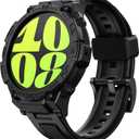 GELISHI Compatible with Galaxy Watch 6 Band 44mm 40mm Case Rugged Men Sport Band Protective Bumper Case for Galaxy Watch 6/5/4 40mm 44mm (Black)