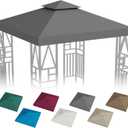 Gazebo Canopy Replacement 10x10ft Outdoor Shelter for Smaller Top Double Tiered Canopy Cover (Darkgrey)
