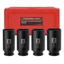 Mayouko 4PCS 1/2" Drive Deep Axle Nut Impact Socket Set, CR-MO, 12 Point Design, Metric, 30,32,34,36mm, 1/2 Inch Extra Deep Impact Socket