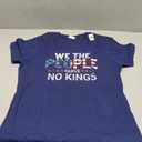 We The People Serve No Kings T-Shirt, No Kings in America Shirt Patriotic Graphic Tee for Women Men Size L (Navy Blue)
