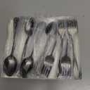6.7 Inch Spoons And Forks Silverware Set of 16, Black Stainless Steel Salad Fork And Teaspoon Set, Small Metal Spoon And Fork Eating Utensils Set