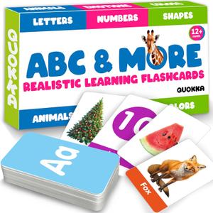 QUOKKA ABC Learning Flash Cards for Toddlers 2-4 Years Old  60 Realistic Flashcards for Kids Ages 1-3-5  Alphabet Numbers Colors Letters Animals - Learn Activities & First Words Game