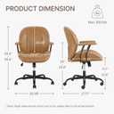 KISLOT Ergonomic Home Office Chair with Removable Arms, Adjustable Swivel Desk Chair with Wheels, Modern Faux Leather Computer Chair with Lumbar Support, Camel Brown