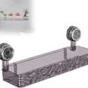 Corrugated Suction Cup Storage Holder,Movable Shower Shelf Suction Cup,Shower Caddy Large Capacity Bathroom Organizer,No-Drill Wall-Mounted Storage Shelf,Bathroom Organizers and Storages(Black)