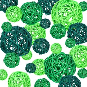 42Pcs St Patricks Day Vase Filler Wicker Rattan Balls, Table Decor Wicker Rattan Balls Hanging Ornaments Vase Bowl Fillers for Spring St. Patrick's Day Home Vase Centerpiece Bowls Table Decor