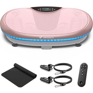 MERACH Vibration Plate Exercise Machine, 4D Whole Body Workout Vibrating Platform for Lymphatic Drainage Weight Loss Muscle Activation, Home Fitness Equipment with Bluetooth Light Pull Cord
