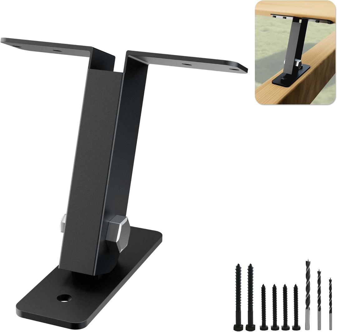 Heavy Duty Pergola Roof Riser Beam Bracket for Gazebo Roof Posts - Adjustable 90 Support, Wind & Snow Resistant, Includes Screws & Drill Bits, Black, 1 Piece