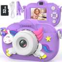 Kids Camera Digital Camera for Age 3-8, 1080P Toddler Video Camera for Kid with 32GB SD Card, Toddler Girls Toys Age 6-8, Christmas Birthday Gifts for Children Kid (Plum Purple)