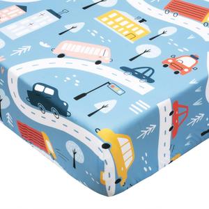 Cloele Fitted Crib Sheet - Baby Nursery Sheet 100% Polyester 1 Pack Cozy Bed Sheet for Standard Crib and Toddler Mattresses - Blue Car Nursery Bed Sheet Infant Toddler Sheet for Baby