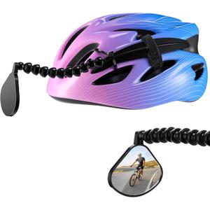 Bike Helmet Mirror for Cycling, 360 Adjustable Flat Rear View for Helmet, Lightweight Bicycle Mirror for Biking, Fits Vented Helmets, MTB Long Distance Road Use, Cycling Safety Accessory (Black)