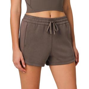 Colorfulkoala Modal Women's High Waisted Sweat 4'' Shorts with Pockets (Large, Major Brown)