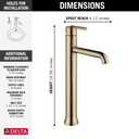 Delta Trinsic Vessel Sink Brushed Gold Bathroom Faucet 1 Hole, Single Hole Bathroom Sink Faucet for Vanity, Champagne Bronze 759-CZ-DST