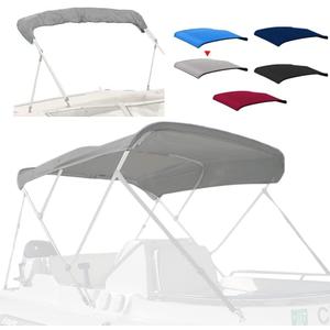 3 Bow Bimini Top Replacement Cover, 600D Marine Grade Polyester Waterproof Sun Shade Boat Canopy, Easy Install Zipper Sleeves Boat Awning/Without Frame,Gray 6'L 79"-84" W