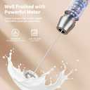 Maestri House Rechargeable Milk Frother with Stand, LunaFro Handheld Electric Foam Maker Waterproof Detachable Stainless Steel Whisk Drink Mixer Foamer for Lattes, Cappuccino (White)