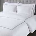 Madison Park Signature Queen Comforter Set Hotel Deluxe 500TC Cotton Sateen Comforters, All Season Lightweight 5 Piece Bed Set, Removable Duvet Cover, Shams & Throw Pillow, Full/Queen, White/Grey