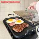 Vayepro 2-Burner Griddle Pan with Glass Lid - Nonstick Stovetop Griddle for Gas & Glass Cooktops - Aluminum Camping Grill Pan for Breakfast (Pancakes/Eggs/Bacon) (22"L x 12"W x 1.77"Th)
