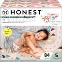 The Honest Company Clean Conscious Diapers for Sensitive Skin | Hypoallergenic, Fragrance Free | Girl Prints | Super Club Box, Size 5 (27+ lbs), 84 Count (Prints May Temporarily Vary)