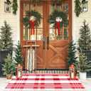 Fallovea Christmas Rugs Red and White Plaid, 4'x6' Area Rug Outdoor Indoor Front Porch Doormat Cotton Hand-Woven Layered Door Mats for Entryway Patio Entryway Laundry Bedroom Living Room