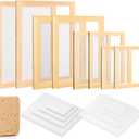 Okllen Set of 4 Paper Making Screen Kit, Wooden Paper Making Frames with Mesh, Absorbent Paper and Sponge for DIY Paper Crafts Size (A4, A5, A6, A7)