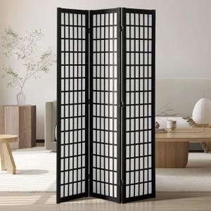 VEVOR Room Divider, 3 Panel Japanese Room Divider, Wood Folding Privacy Screen Indoor, Japanese Partition Dividers Portable Decoration Screens, for Room Separation Home Office Restaurant & Bedroom (Black)