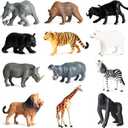 RUSON 12 Pcs Mini Safari Animals Figures Toys, Realistic Jungle Zoo Animal Figurines Cake Topper Toy Set Christmas Birthday Easter Egg Gift Party Supplies for Kids Toddlers