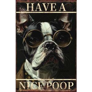 5 x Have a Nice Poop Dog Decor Bathroom Funny Novelty Metal Sign Retro Wall Decor Bars Restaurants Cafes Office Store Club Sign Gift Plaque Poster Wine Bar Decor 8x12 inch