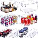 Set of 8 Clear Plastic Storage Bins, 4 Large and 4 Small Stackable Storage Containers for Pantry Organization and Kitchen Storage Bins,Home Edit and Cabinet Organizers