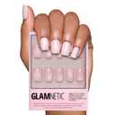 Glamnetic Press On Nails - Pinky Promise | Blush Short Squoval Nails, Reusable Stick On Fake Nails with Glue | Love In Bloom Spring Nails | 15 Sizes - 30 Nail Kit with Glue