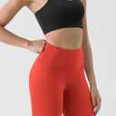 ODODOS Tummy Control Compression Shorts for Women, 4" / 6" / 8" / 10" High Waist Workout Biker Shorts with Inner Pocket (Orange)