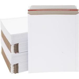 100 Pack Thick Stay Flat Rigid Mailers 12.75x15 with Self Adhesive Seal, 550 GSM Bulk White Cardboard Envelopes for Shipping - Mailing Envelopes - Cardboard Mailers