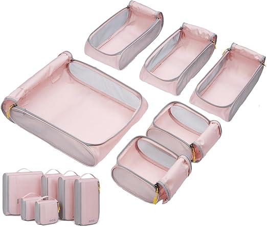 BAGSMART Keep Shape Packing Cubes for Travel, 6 Set Travel Cubes for Packing, Lightweight Suitcase Organizer Bags Set for Travel Essentials Peach