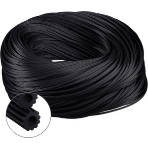 Frienda 250 ft Screen Spline, Replacement Black Window Screen Retainer Spline, Hollow Serrated Door and Window Mesh Shielding Holder for Mosquito Net Fixing, Rubber, Round(0.125 Inch)