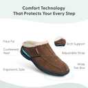 Orthofeet Men's Orthopedic Asheville Adjustable Faux Fur Lined Slipper, 13
