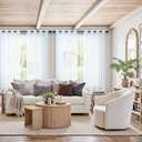 White Curtains 108 Inches Long for Living Room Decor Set 2 Panels Grommet Linen Textured Window Sheers Extra Long Drape Floor to Ceiling Curtains for Patio Sliding Glass Door Outdoor 52x108 Length