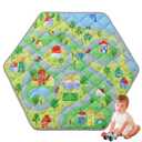 HOMBYS Hexagon Playpen Mat, 52x45 Thicken Soft Playpen Mat Fits Hexagon Portable Play Yard & Playpen, Washable Baby Play Mat Non-Slip Mat for Toddler Kids Crawling & Play, (Road & Car Pattern)