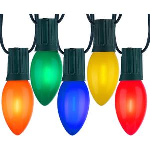 Vintage C9 LED Christmas Lights Outdoor, 100 Feet C9 String Lights with 100 Colored Shatterproof Bulbs, Connectable Waterproof Lights for Holiday Party Roofline Backyard Garden Patio, Green Wire (Multicolor)