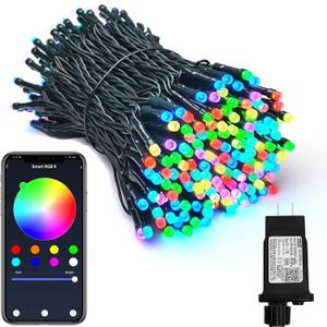 PMS Smart WiFi LED Christmas Lights, APP-Controlled RGB Fairy String Lights, Ideal for Xmas Tree, Garden, Home, Party, Halloween Festival Deco (33ft-100LED)