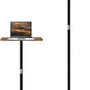 Small Laptop Standing Desk, Adjustable Height Pedestal End Table with Wooden Top, Portable Tall Side Table Workstation, Sit-Stand Desks for Bedside,Sofa,Couch, Living Room, Bedroom, Home Office, Brown