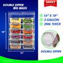 3 Gallon Double Zipper Jumbo Bags, 16x18, Thick Strong Durable Storage Bags for Baby Items, School Supplies, Pants, Bedsheets, Pillowcases, Snacks, Meat Marinate