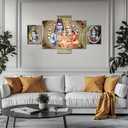 Hindu Decorations for Wall - Shiva Wall Art Ganesha Painting (60''Wx32''H) Shiva Parvati Family Canvas Print Religion Picture Framed - Home Living Room Bedroom Decor (Artwork-29)