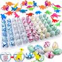 60 Pcs Hatching Dinosaur Eggs Party Favors for Kids Toddlers, Novelty Grow in Water Dino Eggs with Toys Inside Birthday Gifts Goodie Bag Stuffers, Treasure Box Prize for Classroom, Pinata Fillers (White)
