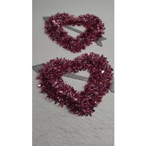 Valentine's Day Tinsel Decor in Pink and Red 14 x13 Inches Heart-Shaped Metal Wreath Frames Making Art Material Supplies for Valentines Wedding Wall Floral Garden Pack of 2