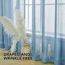 Deconovo Linen Sheer Curtains - Rod Pocket Semi Sheer Window Treatments, Light Filtering Drapes for Living Room & Bedroom, Privacy Balance, Flax Sheer Drapes, 2 Panels, Light Blue, 52W x 84L Inch