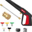 NIFUAL Pressure Washer Gun with Power Replacement Extension Wand,5 Sprayer Nozzle Tips, 3/8 Quick Connect Fittings,M22-15mm Adapter, Power Washer Gun Kit for Daily and Professional, 18 Inch,3300 PSI