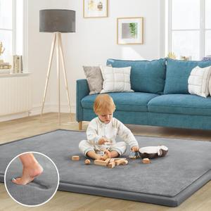 Baby Play Mat for Floor Nursery Rug Muscle Mat Area Rug Playroom Rug 59"x79" Playpen Mat Memory Foam 1.3" Thick Crawling Mat for Babies,Toddlers, Infants, Kids,Grey