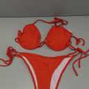 Fanuerg Women's Underwire Triangle Bikini Set Halter String Two Piece Swimsuit Thong Bathing Suit (X-Large, Red)