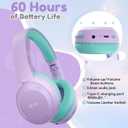 acer Kids Bluetooth Headphones, 85/94dB Volume Limiter, Foldable Wireless Over-Ear Headphones for iPad, Travel, 60H Playtime, Bluetooth 6.0, Built-in Mic, Purple Green, OHR668