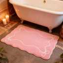 Light Pink Bow Bath Mat Cute Bathroom Rugs, Soft Absorbent Bow Carpet, Girly Bathroom Decor Rugs Non Slip & Machine Washable