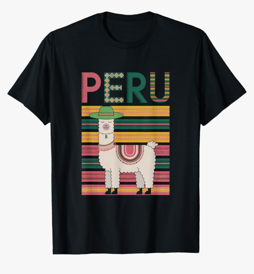 Cute Peruvian Llama from Peru - Fun Peru Design T-Shirt Medium