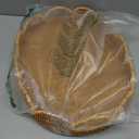 Elliptical Rattan Scalloped Tray, Woven Basket Tray with Bulit-in Handles Scalloped Edges Serving Tray for Coffee Table Living Room Home Decor 14.2" L x 10.9" W x 3.4" H